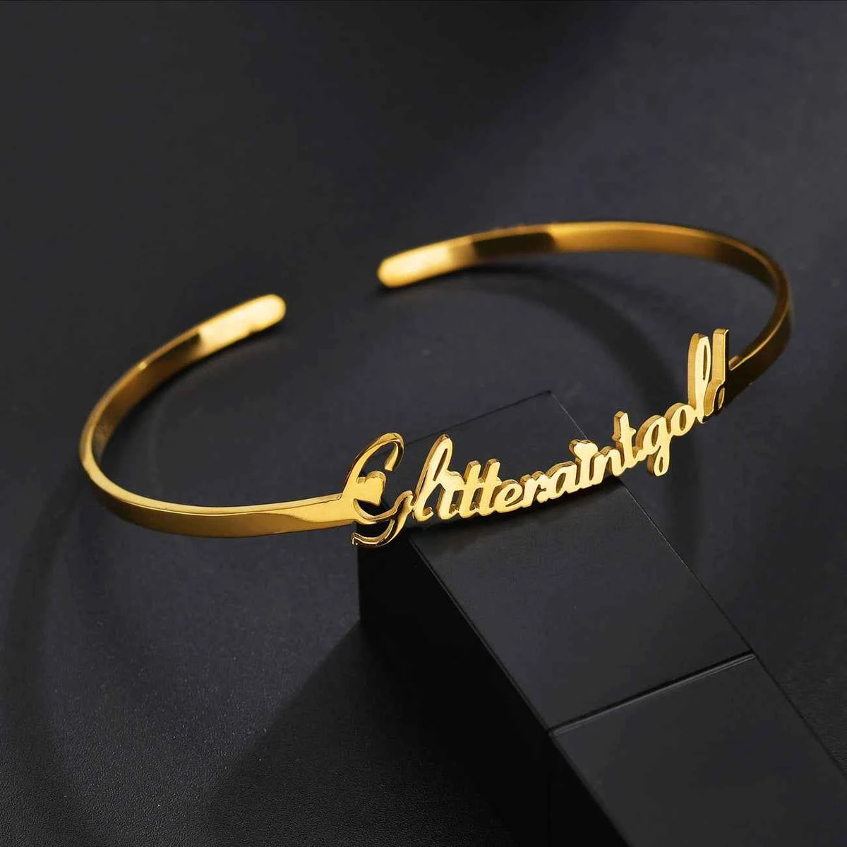 Customized Name Charm Bangle - Stainless Steel