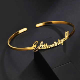 Customized Name Charm Bangle - Stainless Steel