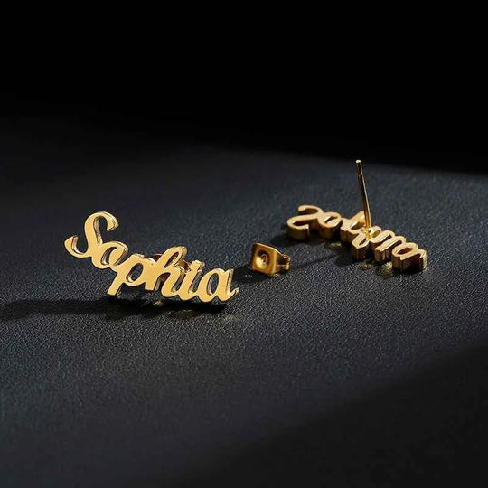 Custom Name Stud Earrings - Bridesmaid Gift