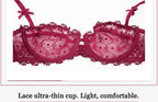 Hollow Half-Cup Transparent Bra Set - Plus Size