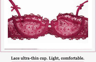 Hollow Half-Cup Transparent Bra Set - Plus Size