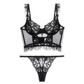Ultra-Thin Lace Flowers Embroidery Bra & Thong Set with Body Shaper