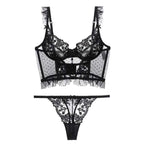 Ultra-Thin Lace Flowers Embroidery Bra & Thong Set with Body Shaper