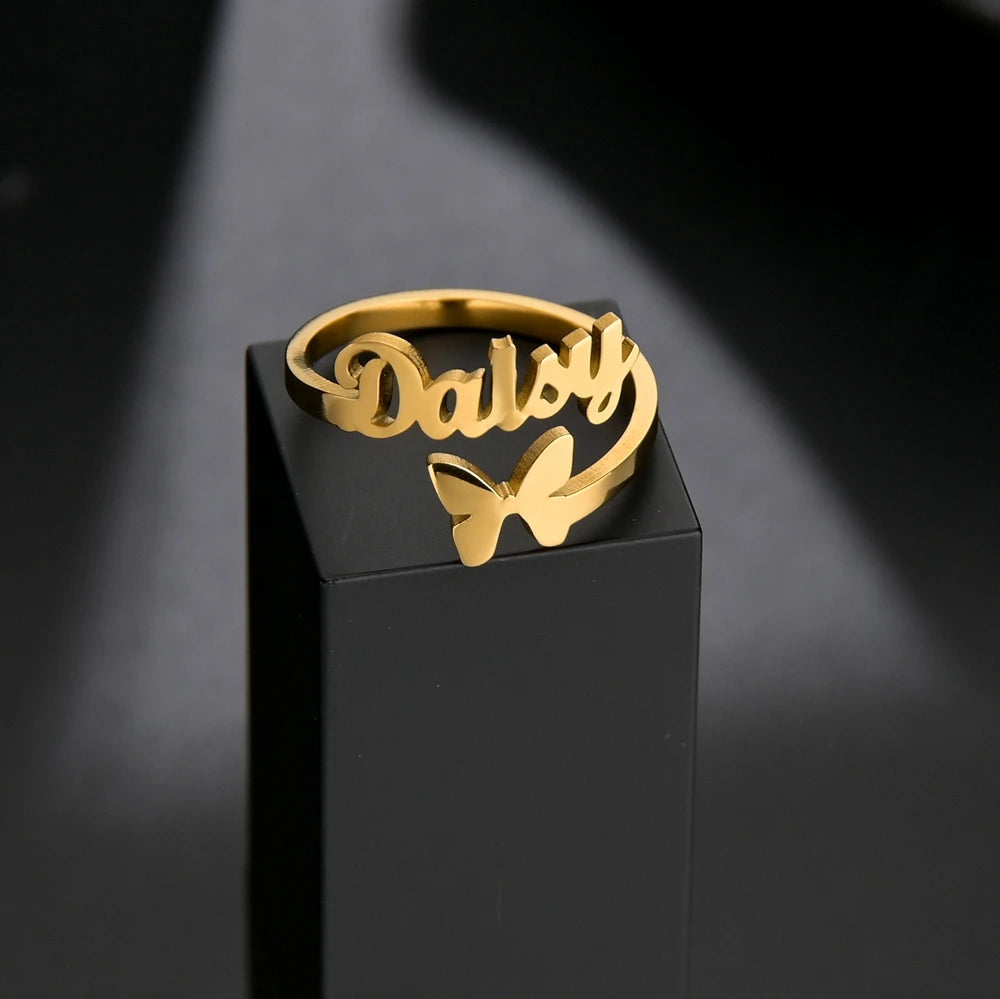 Custom Double Name Adjustable Ring - Stainless Steel - SHOPPERS' CASTLE