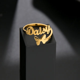 Custom Double Name Adjustable Ring - Stainless Steel - SHOPPERS' CASTLE