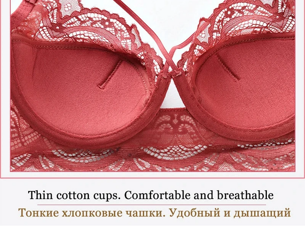 Thin Cotton Bandage Temptation Bra Set - Plus Size