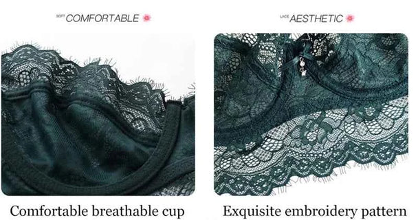 Ultra-Thin Eyelash Lace Bra - Plus Size