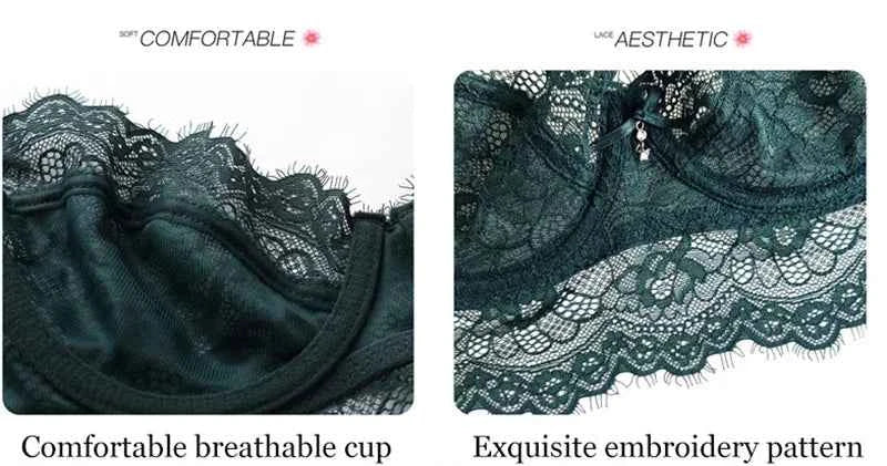 Ultra-Thin Eyelash Lace Bra - Plus Size