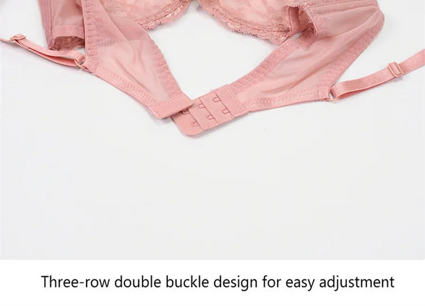 Green Ultra-Thin Lace Embroidery Bra Set - Plus Size - SHOPPERS' CASTLE