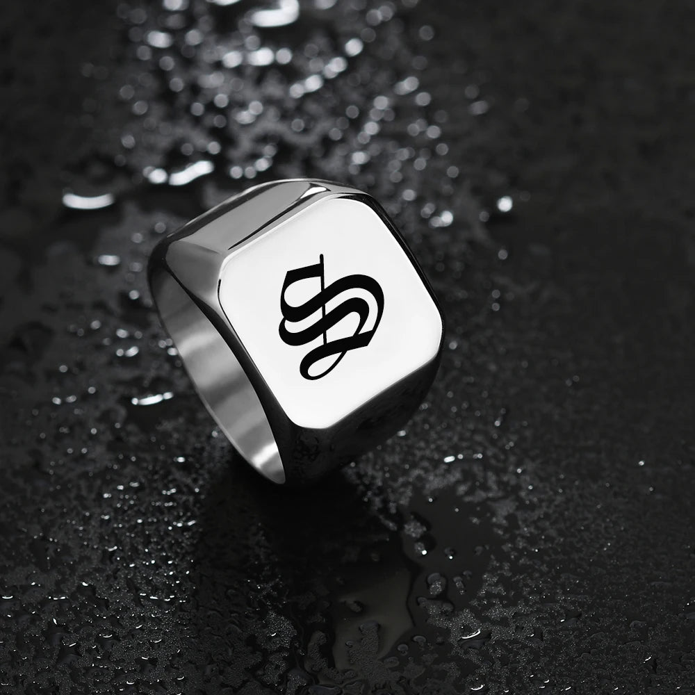 Custom Alphabet Letter Ring - Laser Engraved - SHOPPERS' CASTLE