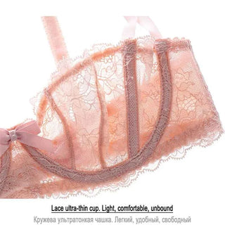 Ultra-Thin Bow Embroidery Bra Set