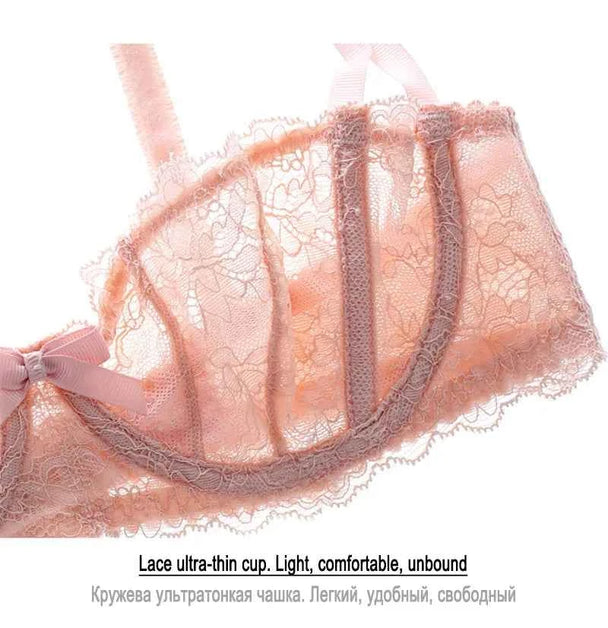 Ultra-Thin Bow Embroidery Bra Set