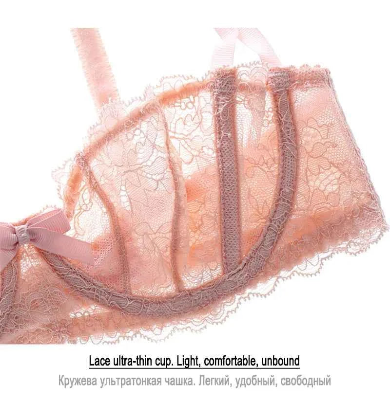 Ultra-Thin Bow Embroidery Bra Set