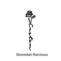 Custom Name Birth Month Flowers Nameplate Choker - Pendant Chain