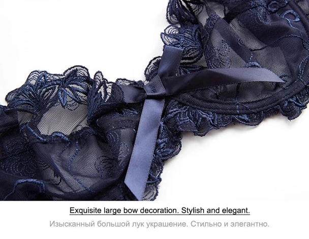 Fashion Embroidery Lingerie Set - Plus Size C/D Cup