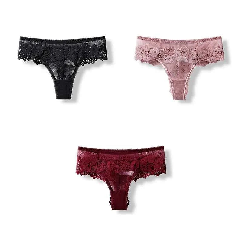 Delicate Lace G-String Trio