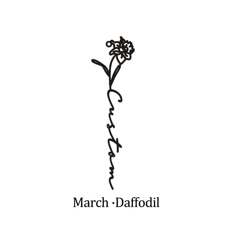 Custom Name Birth Month Flowers Nameplate Choker - Pendant Chain - SHOPPERS' CASTLE