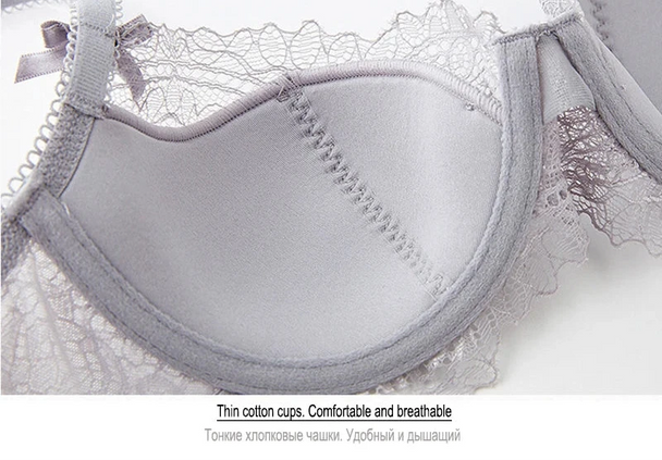 Fashion Young Girl Thin Cotton Bra Set - Plus Size D/E