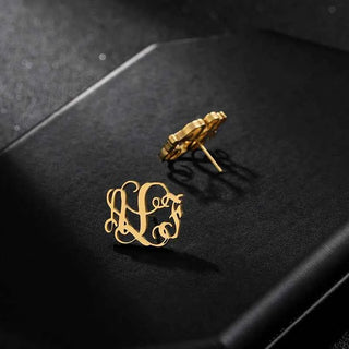 Personalized Monogram Name Stud Earrings - Stainless Steel