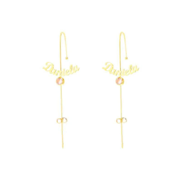 Custom Name Stud Ear Clip Earrings - Handmade