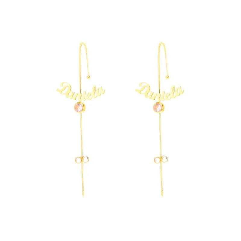 Custom Name Stud Ear Clip Earrings - Handmade