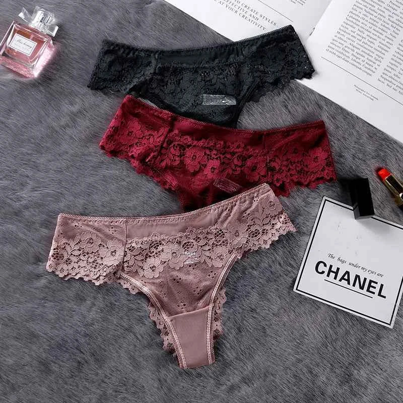 Delicate Lace G-String Trio