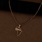 Personalized Name Map Shape Nameplate Necklace - Thick Chain