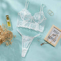 Romantic Embroidered Corset Bra Set