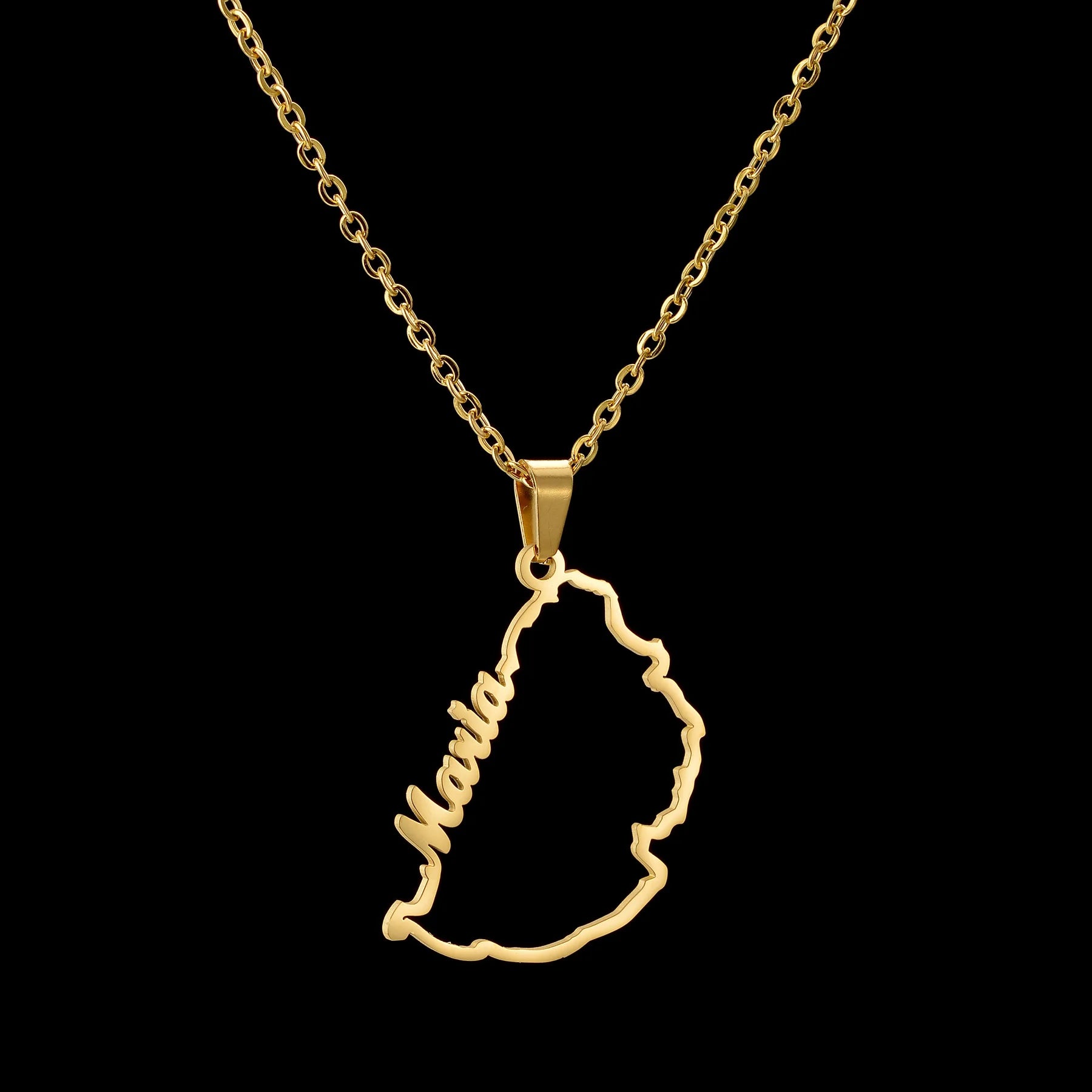 Custom Name Welding Map Pendant Choker - Nameplate Chain - SHOPPERS' CASTLE