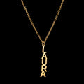 Personalized Vertical Name Necklace - Thick Chain Pendant - SHOPPERS' CASTLE