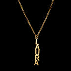 Personalized Vertical Name Necklace - Thick Chain Pendant - SHOPPERS' CASTLE