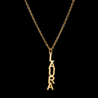 Personalized Vertical Name Necklace - Thick Chain Pendant - SHOPPERS' CASTLE