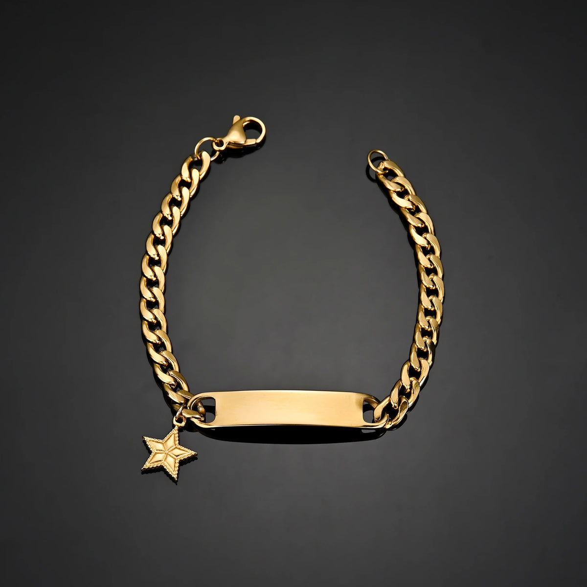 Engrave Name Cross Heart Bracelet - Adjustable Cuban Chain - SHOPPERS' CASTLE