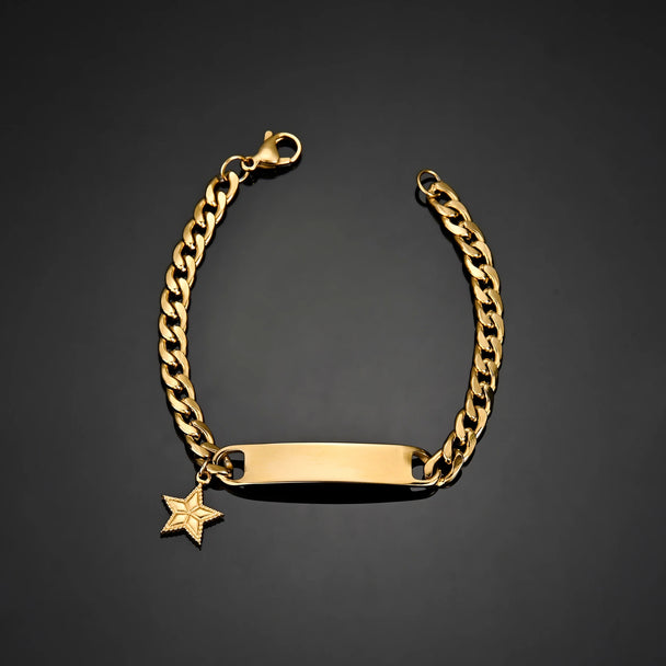 Engrave Name Cross Heart Bracelet - Adjustable Cuban Chain - SHOPPERS' CASTLE