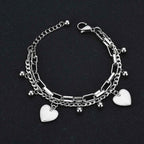 Engrave Name Heart Link Chain Bracelet - Stainless Steel