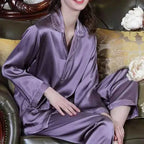 6A Grade Real Silk Pajama Set - Long Sleeve Luxury Loungewear