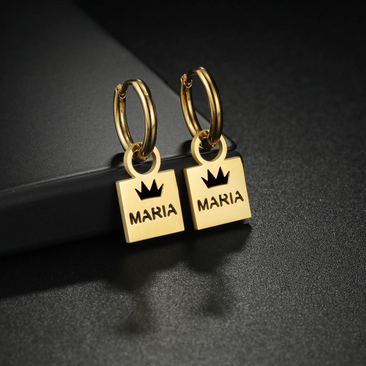 Custom Hollow Heart Name Earrings - Stainless Steel - SHOPPERS' CASTLE