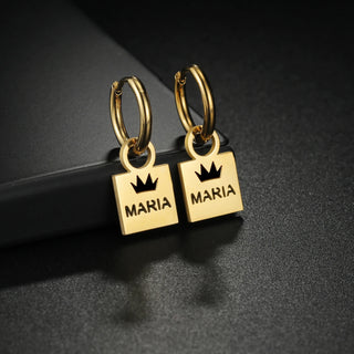 Custom Hollow Heart Name Earrings - Stainless Steel - SHOPPERS' CASTLE