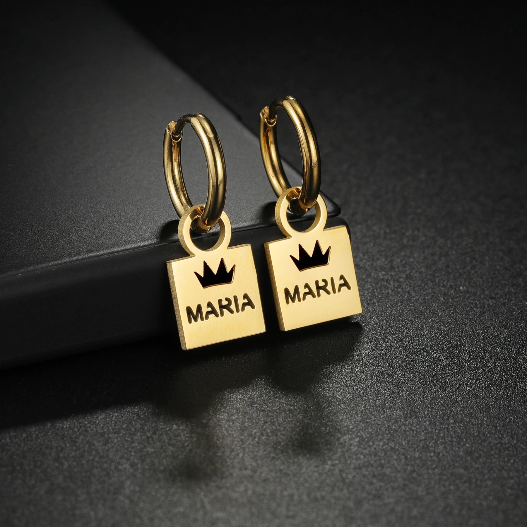 Custom Hollow Heart Name Earrings - Stainless Steel - SHOPPERS' CASTLE