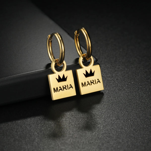 Custom Hollow Heart Name Earrings - Stainless Steel - SHOPPERS' CASTLE