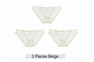 Embroidered Lace Brief Trio - Beige, Black & Burgundy