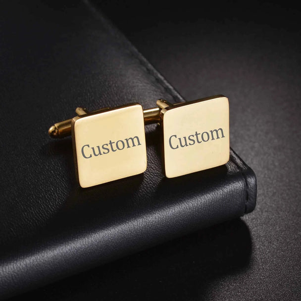 Personalized Engraved Name Cufflinks Tie Clip Set - Jewelry Set
