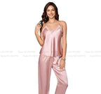 Lace Trim Suspender Trouser Pajama Set - SHOPPERS' CASTLE