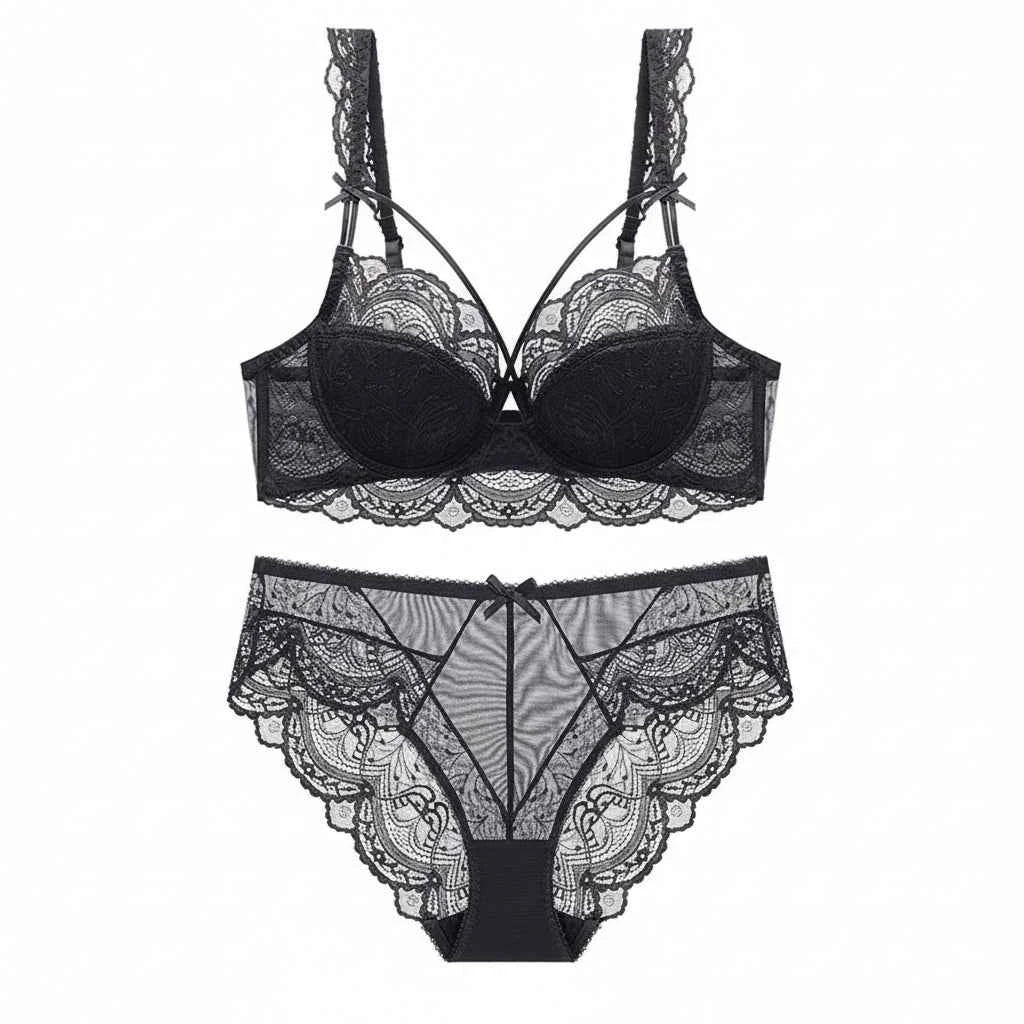 Thin Cotton Bandage Temptation Bra Set - Plus Size