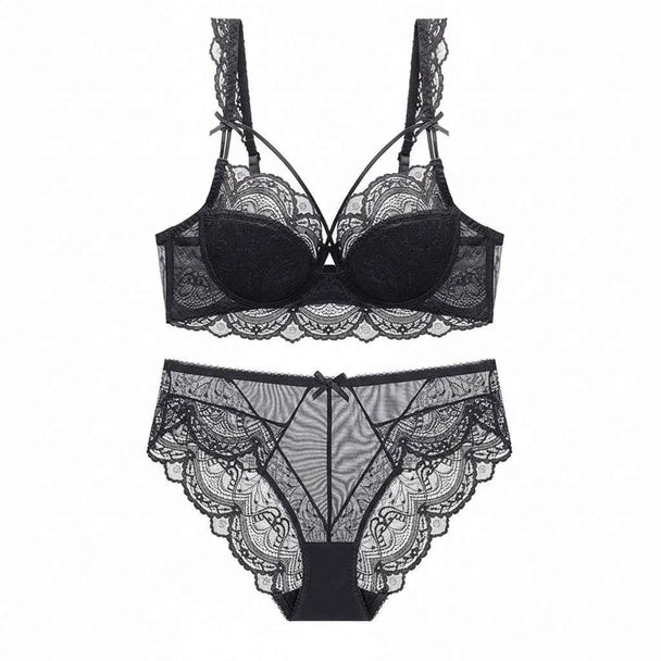 Thin Cotton Bandage Temptation Bra Set - Plus Size