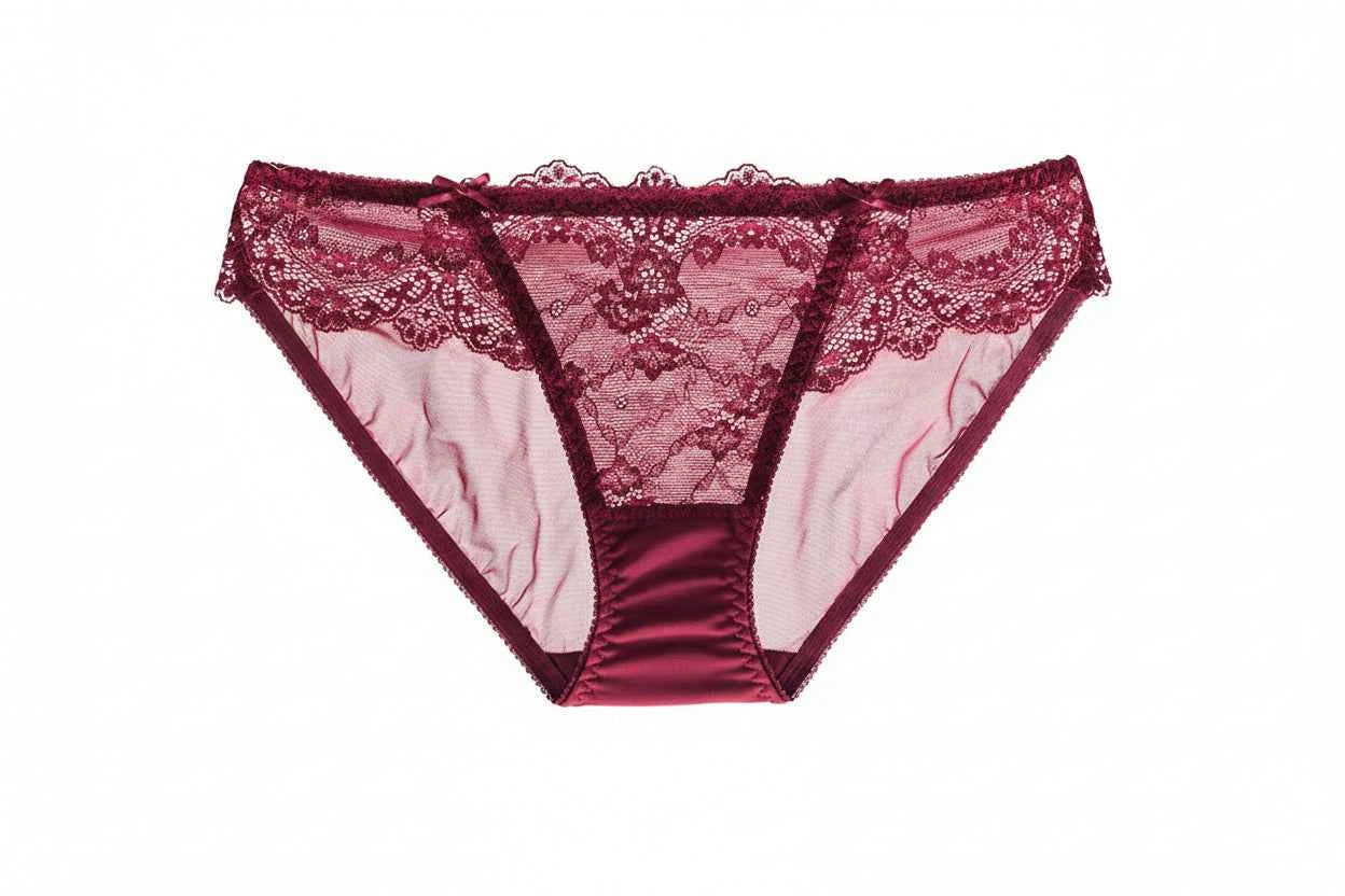 Embroidered Lace Brief Trio - Beige, Black & Burgundy