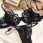 French Ultra-Thin Lace Bra Set with Thong