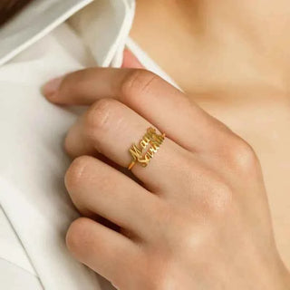 Custom Double Name Adjustable Ring