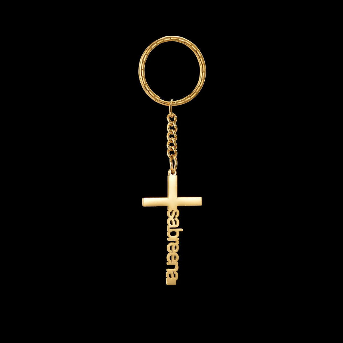 Custom Name Cross Keychain - Nameplate Charm - SHOPPERS' CASTLE