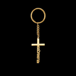Custom Name Cross Keychain - Nameplate Charm - SHOPPERS' CASTLE